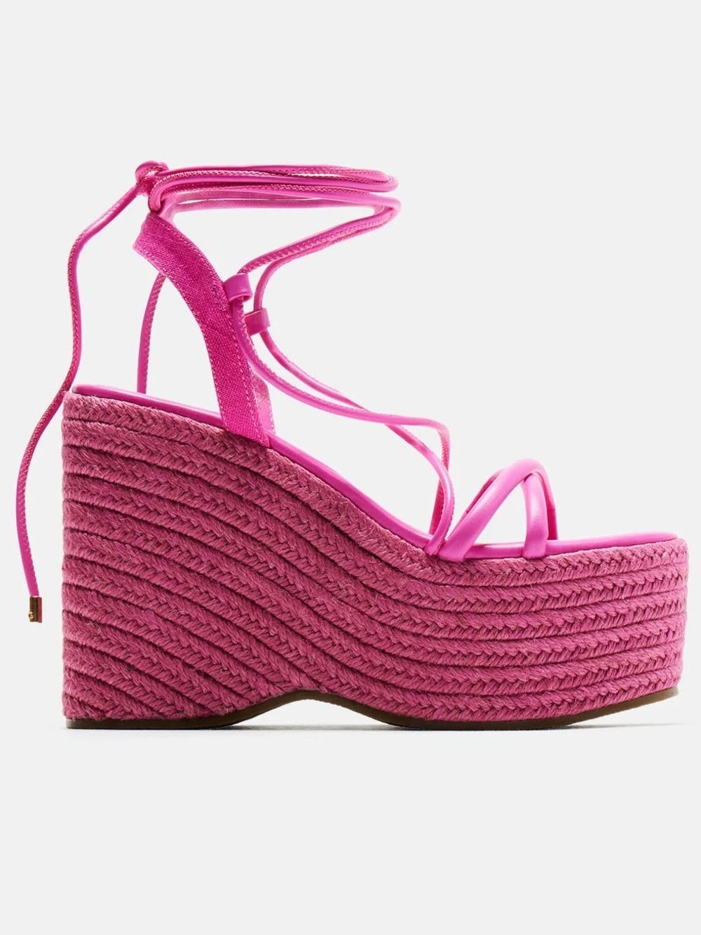 LILIBabes Women’s Pink Lace-Up Platform/Wedge Woven Wedge Sandals Sz 7 NWB